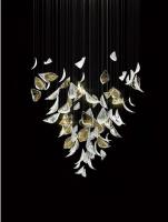 Chandelier de cristal moderne décoratif de luxe grand feuille de verre à LED