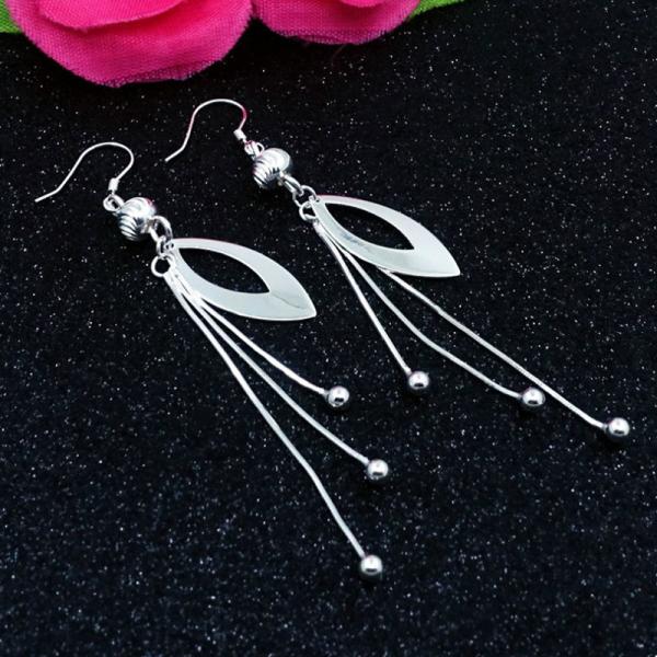 990 стерлинговых серебряных серег падения Tassel 0.19oz серег 7.1cm ювелирных изделий длинных