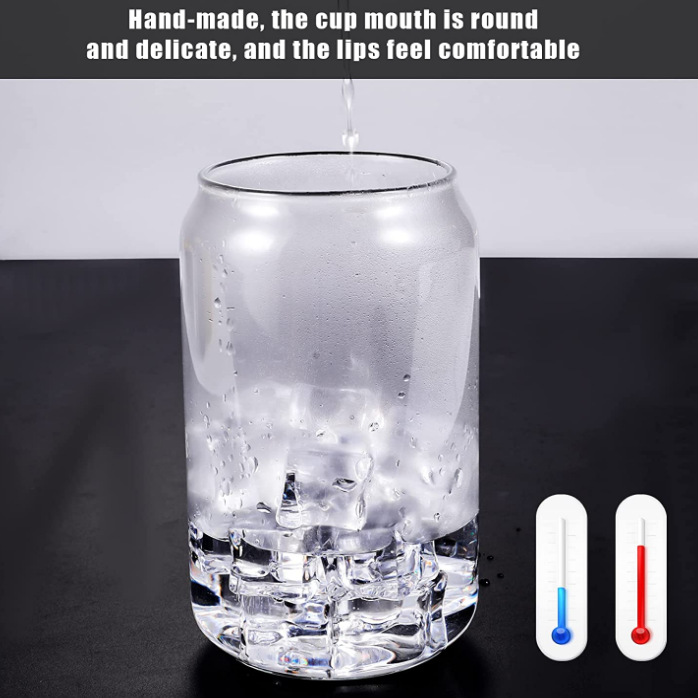 tazas de cristal de pared doble Beercan de las tazas de cristal claras de 400ml 13.5oz para el café helado