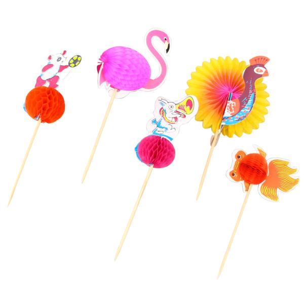 4Inch Disposable Flower Decorative Bamboo Food Picks Skewers