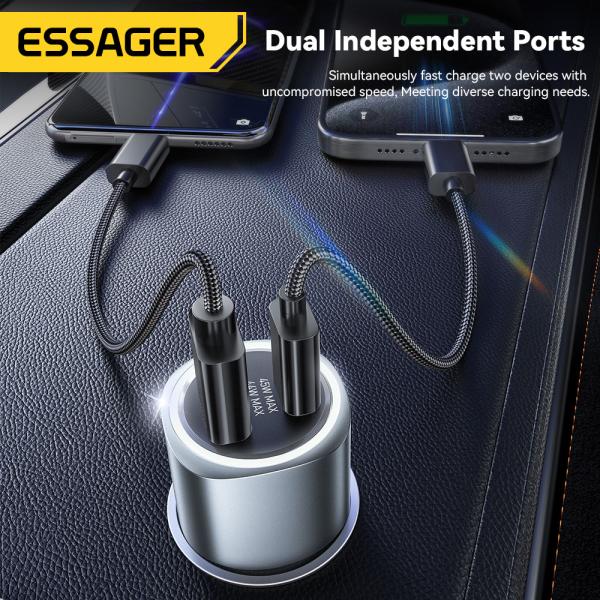 ESSAGER ES-CC16 USB A + USB C 89W Cell Phone Quick Charge Car Charger