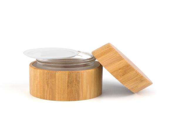Bamboo Plastic Liner Cream Jars Cosmetic Packaging 0.5oz 1oz 1.7oz With Lids