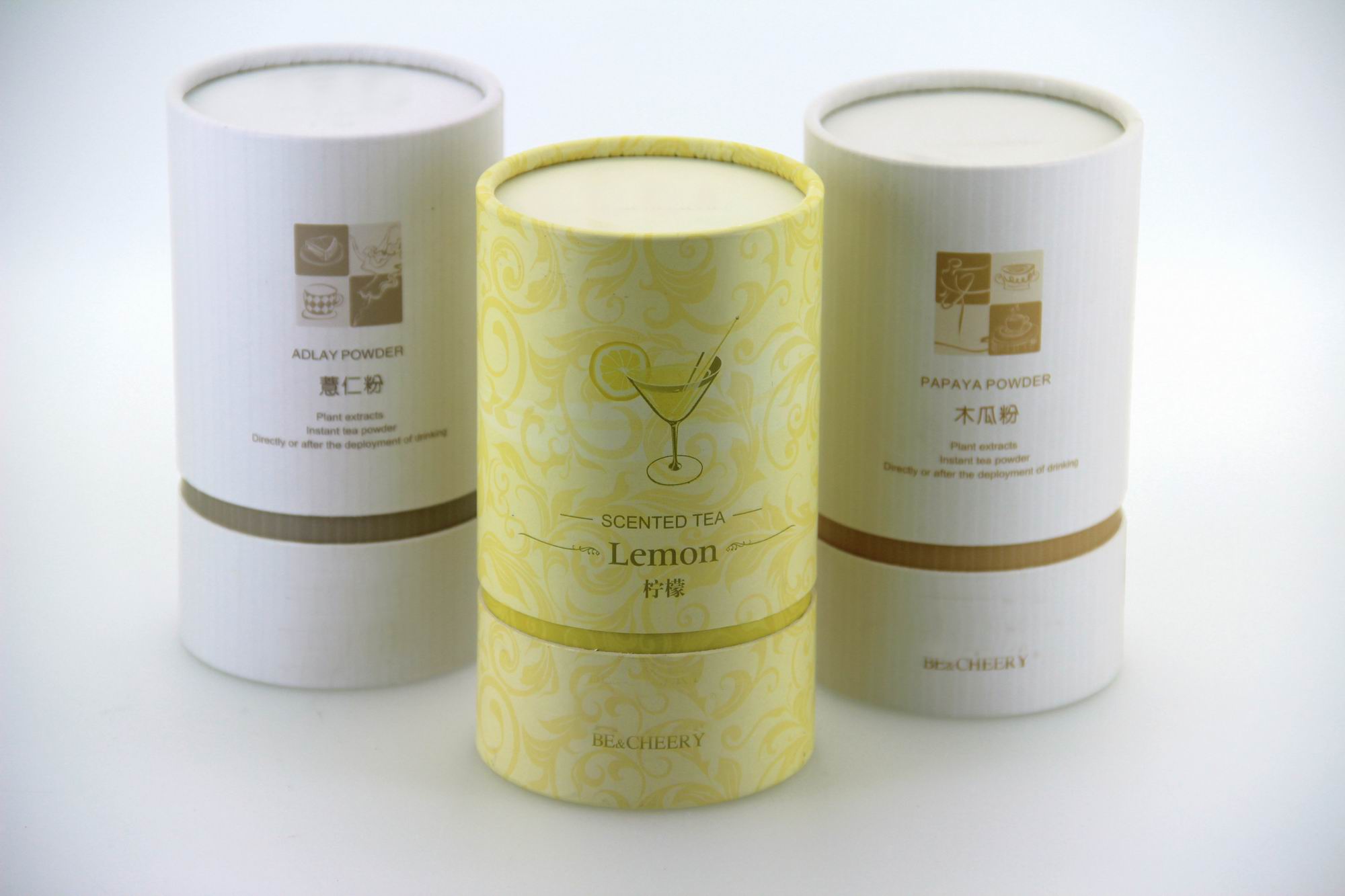 Delicate White Cardboard Tube Packaging For Flower Tea Powder
