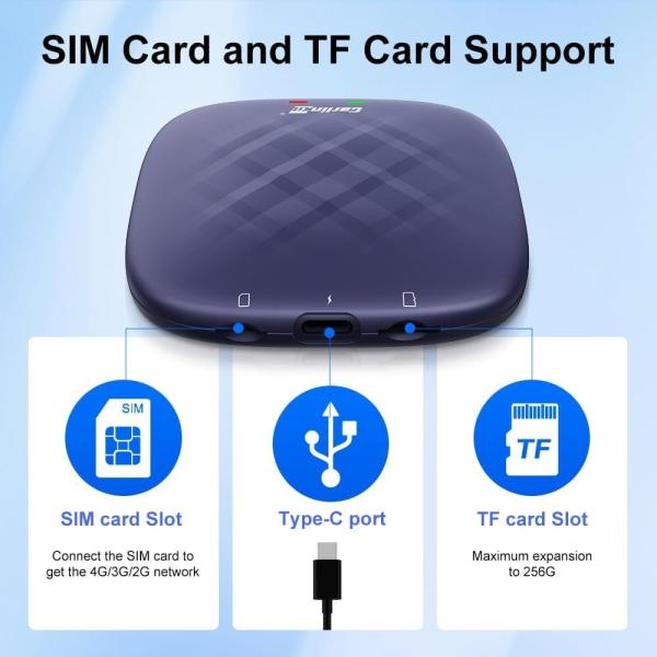 Android 13 Carplay Android Auto Boîtier Ai Adaptateur sans fil 64 Go GPS Accessoires de voiture