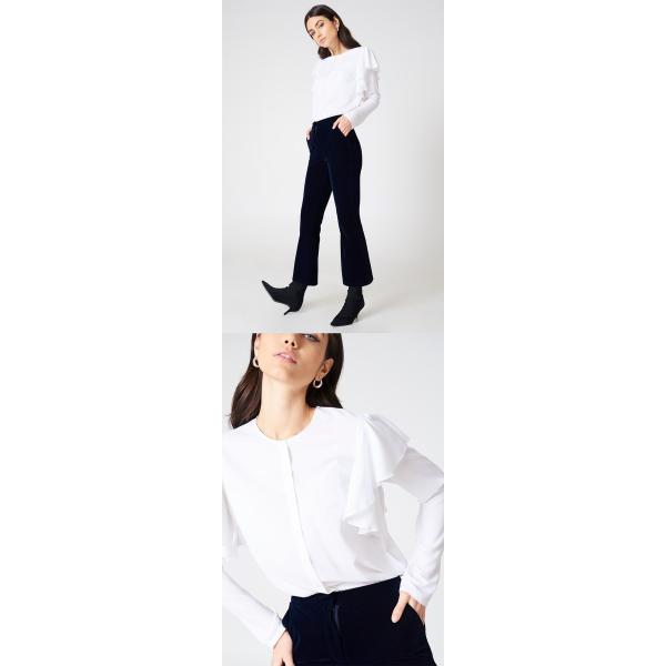 New Fashionable Women Formal White Frill Blouse Women