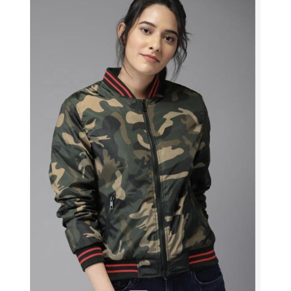 Military Camo Denim Sports Track Jackets Women Track Camouflage Denim Jacket