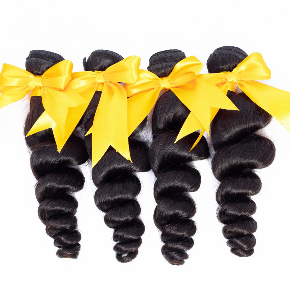 18 Inch Loose Wave Malaysian Hair Extensions / Virgin Hair Bundles With Lace Frontal