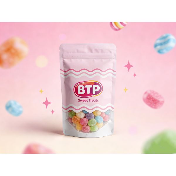 Custom Printed Food Grade Plastic Stand up Pouch with Resealable Zipper and Clear Window for Colorful Hard Candies