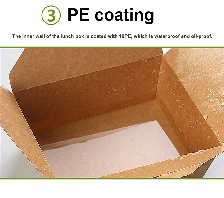 Customizable Disposable Packaging Kraft Whiteboard Takeaway Food Grade Paper Box