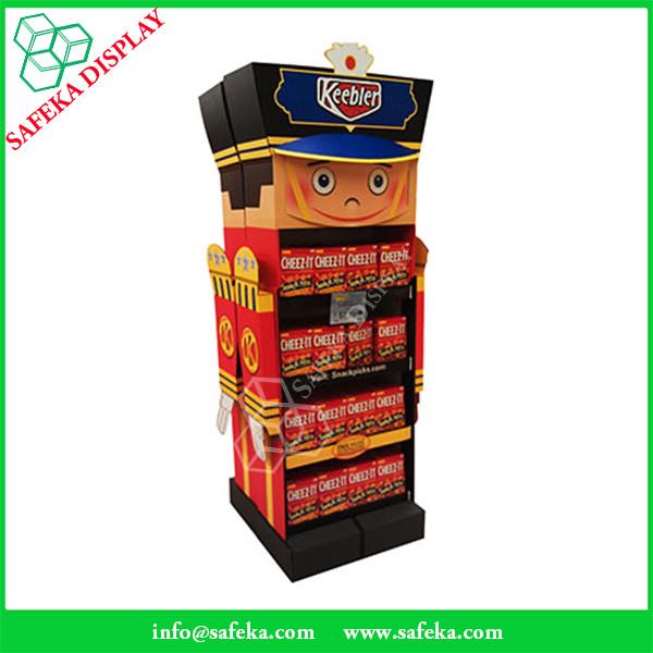 2 tier printing supermarket floor display stand corrugated health products display shelves for retail stores
