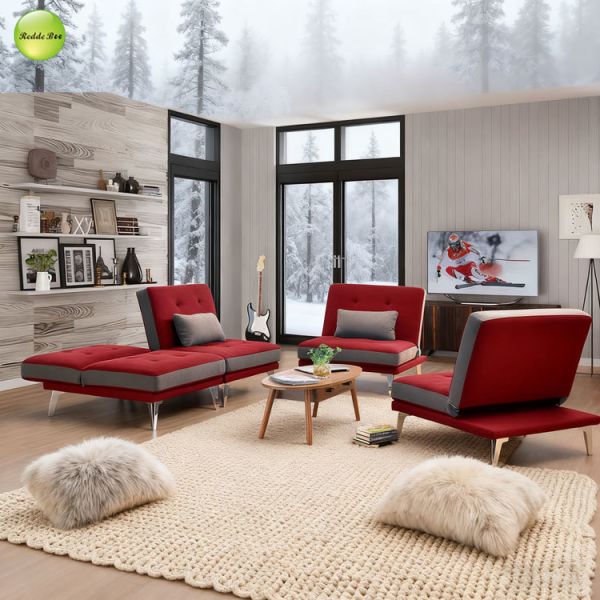 Modular Leather Sleeper Sectional Couch Sofa Bed Convertible With Metal Leg
