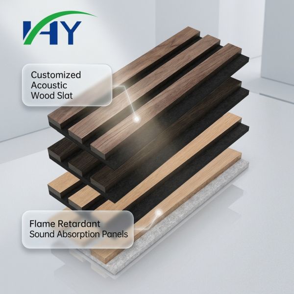 Wood Slat Acoustic Panel for Ceiling with Flame Retardant Pet
