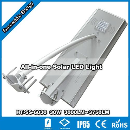 Hitechled Luminaria Solar LED Integrada,Todo En Uno Panel 60W y Bateria 307W y LED 30W