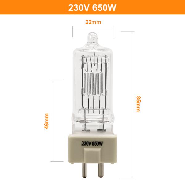 GY9.5 230V 650W Halogen Searchlight Lamp AC Reflector Theater Projector Bulb