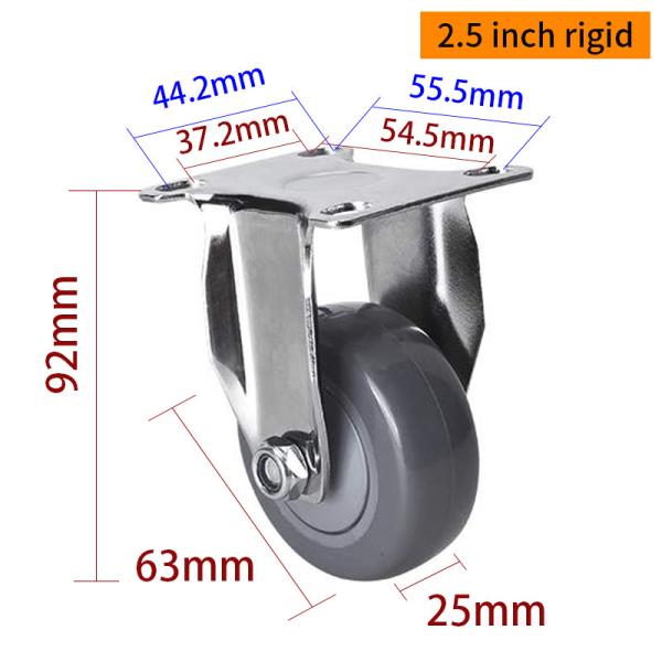 EDL Light TPU  Casters Chrome Coating 2.5inch 80kg Plate by Rigid, Swivel and Brake type 37225P-77