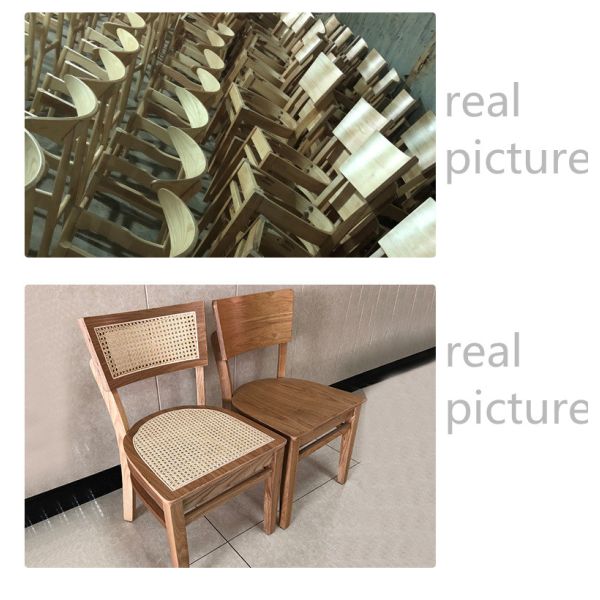 Rustic Hand Cane Woven Chair Frame Solid Wood Chair Rattan Chair for Dining Room and Restaurant