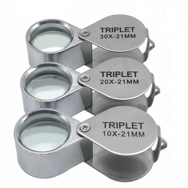Magnifying Glasses: 10x, 20x, 300x Diamond, Jewelry, Antique Jade, Coin Appraisal Folding Metal High-Definition Magnifier