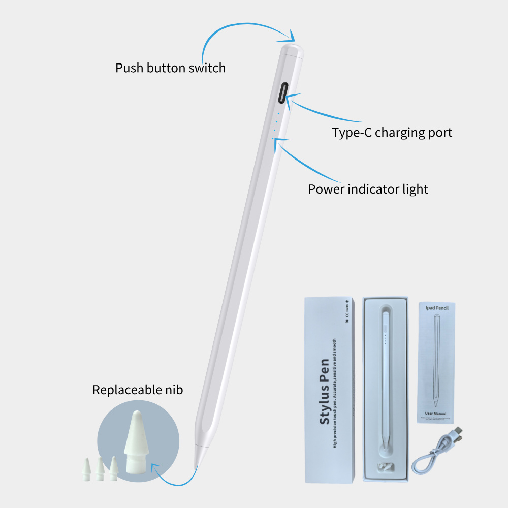 iPhone Original Pen Tip Stylus Pen with Palm Rejection & Tilt Angle Sensing for iPad Pro-Replacement Nib Metal Touch Screen Pen