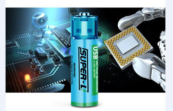 1.5V USB Rechargeable Lithium Batteries Pack 1000mAh Capacity Blister Card Package