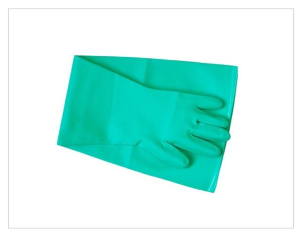 Long Cuff Green Nitrile Chemical Resistant Gloves 80cm Dry Glove Box Cleaning