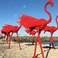 Escultura de aço inoxidável de tamanho médio Escultura de flamingo de metal