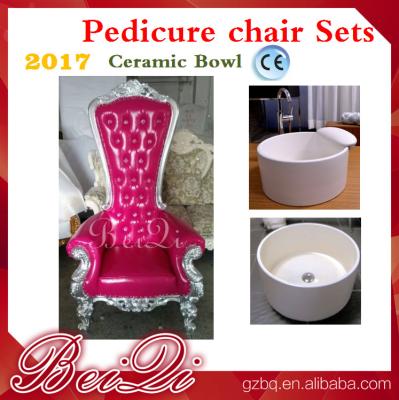 2017 hot sale king throne pedicure chair with round pedicure bowl , Pink spa pedicure chairs for sale