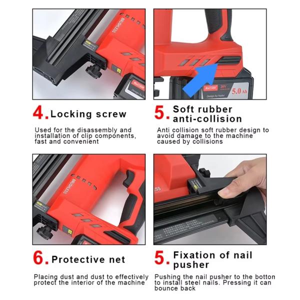 Industrial Grade Nail Gun with Large Capacity Battery 120V/60HZ Lithium Battery Powered