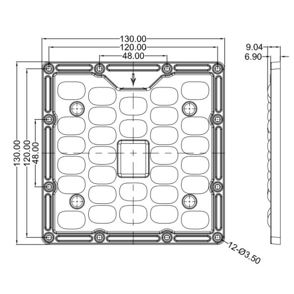 Квадратная форма 130кс130мм СМД 5050 привела светлый модуль с теплоотводом