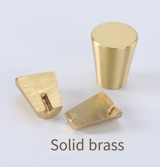 Modern Minimalist Solid Brass Cone Handle Single Hole Cabinet Door Knob for Kitchen & Bedroom Furniture Gold Drawer Brass Gold