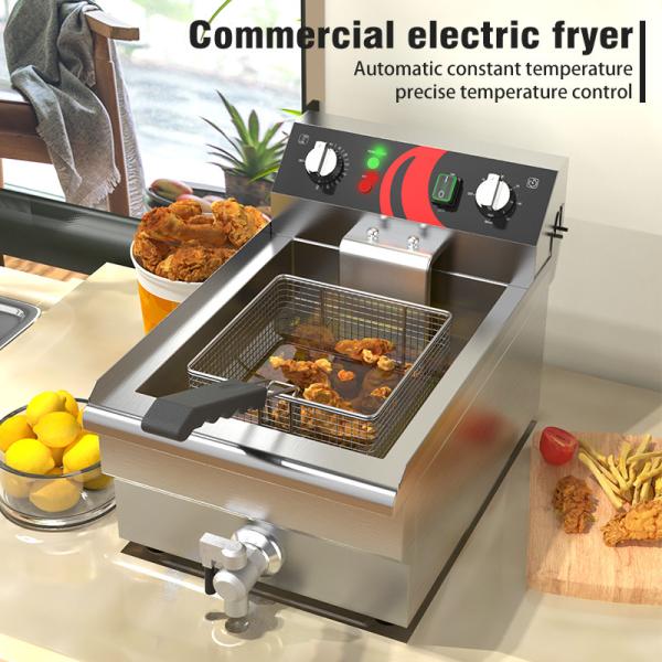 Single Tank Electric Deep Fryer for Frying Chicken and Fish in Industrial Kitchen
