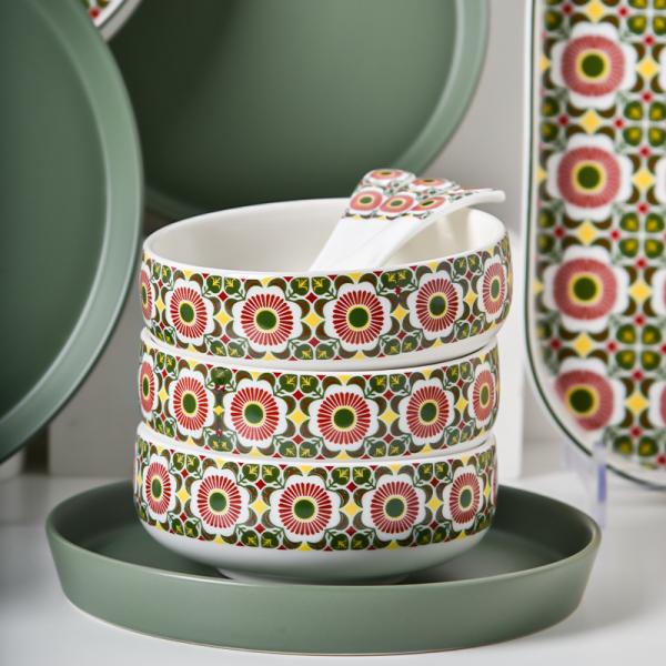 Кухонный столик керамические тарелки набор богемный стиль печать обеденный тарелка десертная тарелка