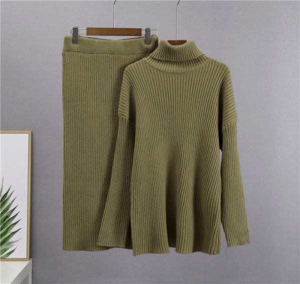 Women s Sweaters for Outdoor Activities with Free Pullover Closure Type Half skirt high neck sweater set