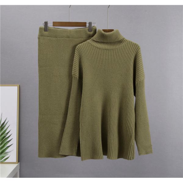 Women s Sweaters for Outdoor Activities with Free Pullover Closure Type Half skirt high neck sweater set