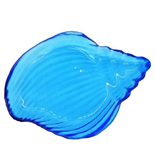 Mar Shell Blue Glass Charger Plate da série do oceano para a sobremesa