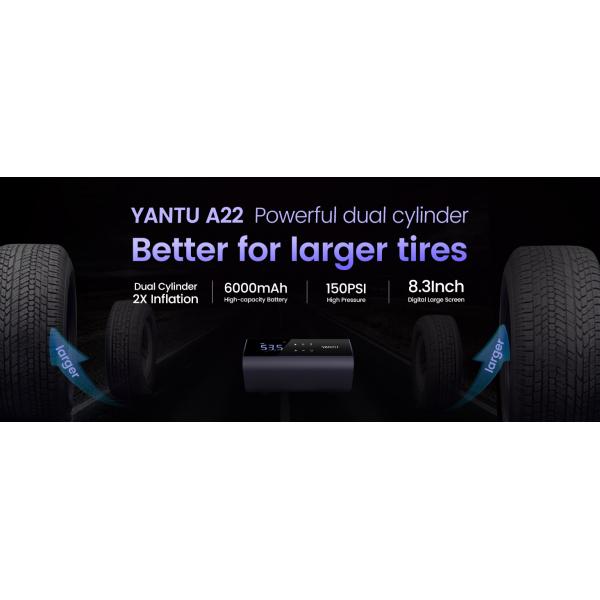 Effortlessly Inflate Your Car Tires with YANTU A22 Double Cylinder Cordless Tyre Pump