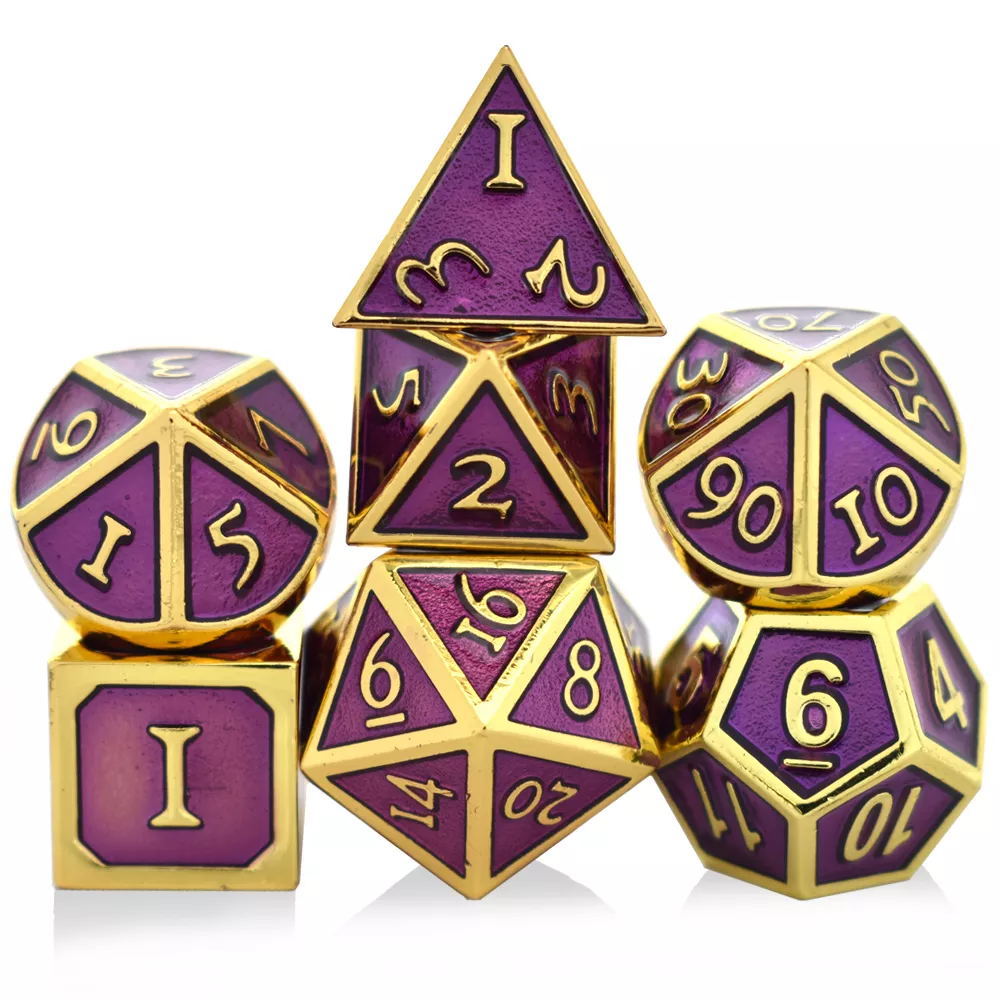 High Quality Zinc Alloy 7pcs Set Custom Logo Metal Dice for D&D RPG Dungeons Dragons