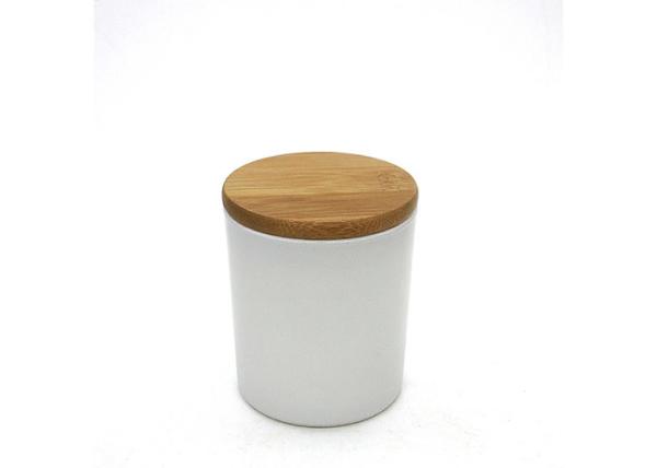 Wedding Dia 7.3cm Frosted Glass Candle Jar With Wooden Lid