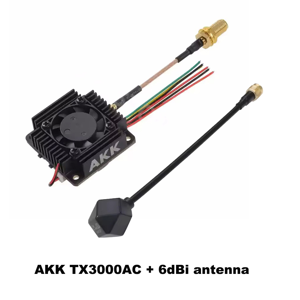 5.8G 4990-5945M AKK TX3000AC 3W VTX FPV Drone Accessory Video Transmitter 25mW/250mW/500mW/1000mW/2000mW/3000mW 80CH Low Latency