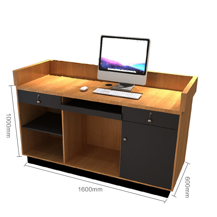 LED Antique Reception Counter Desk Solid Wood Table for Beauty Salon Checkout Counter