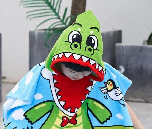 Microfiber Childrens Hooded Towel Poncho Easy Cleanup Odor Resistant