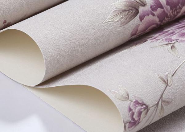 Waterproof Floral Rustic Black White Purple Wallpaper Embossed Vinyl Wallcovering