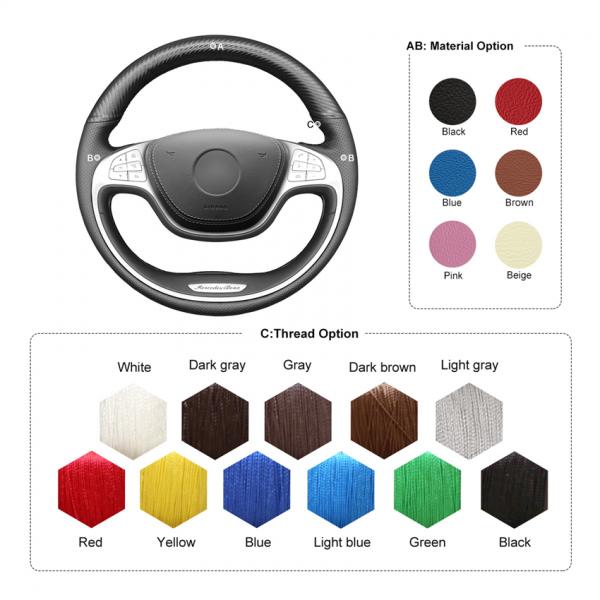 MEWANT Customized Color Steering Wheel Cover for Mercedes-Benz S-Class W222 2014-2017