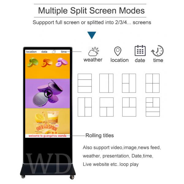 75 экран LG 4K дисплея LCD дюйма стоящий рекламируя с передвижными колесами