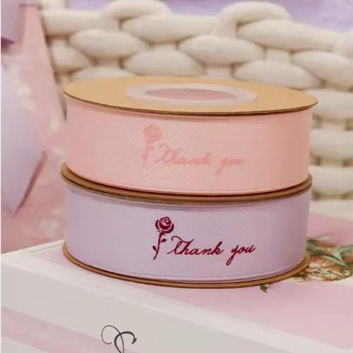 Custom Waterproof 19mm Cotton Polyester Satin Ribbon With High Raised Logo For Gifts