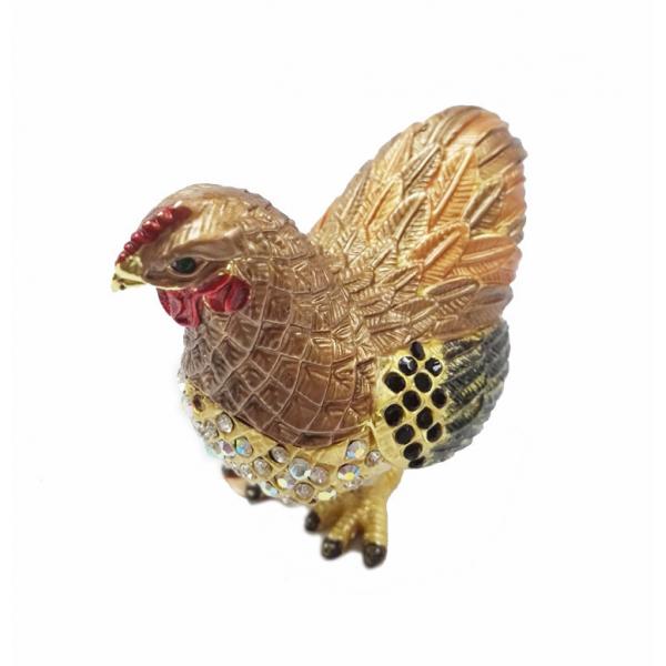 Hen hinged trinket jewelry box for new year rooster figure gifts jeweled enameled trinket boxes