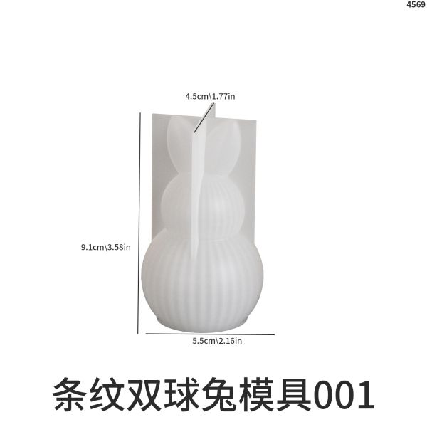 Easter striped egg straight ear rabbit gourd rabbit diamond pattern rabbit aromatherapy gypsum candle silicone mold