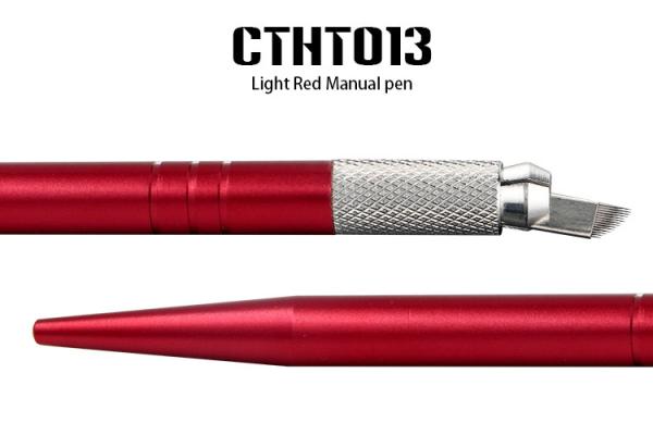 OEM Light Red Hand Tool Manual Tattoo Pen Permanent Eyebrow Microblading