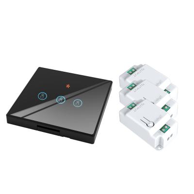 10A Fire Resistant ABS Homekit Smart Switch tempered Glass Panel Three On/Off Switches support remote control