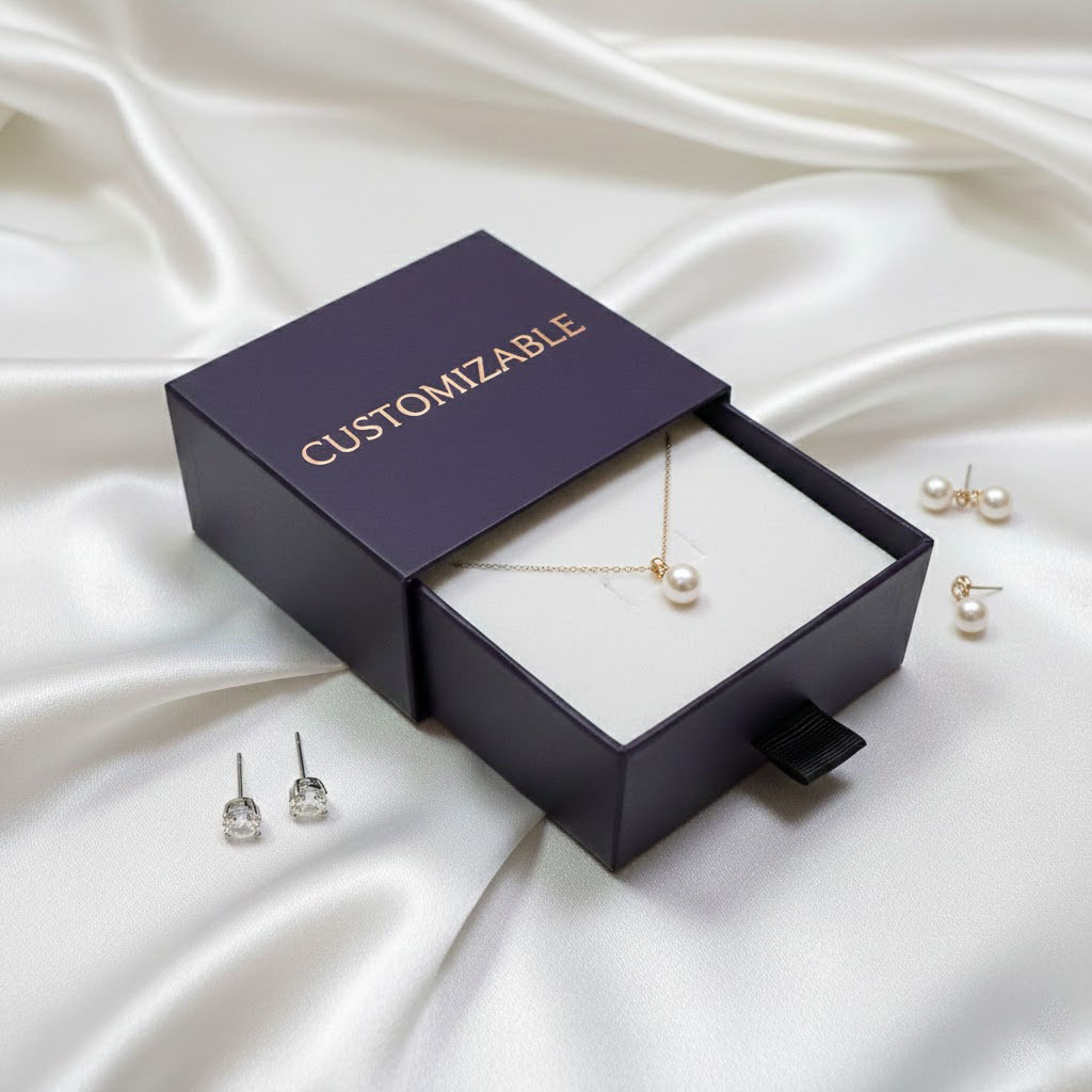Customizable Jewelry Paper Box With Soft Velvet Lining Drawer Style Compartments And Smooth Sliding Drawers For Organized Jewelry Storage