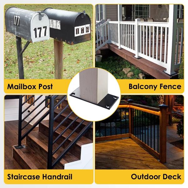 Nonstandard Post Anchor Base Steel Plate for 2x4 4x4 Deck Railing Wood Fence Mail Post Bracket Mounting